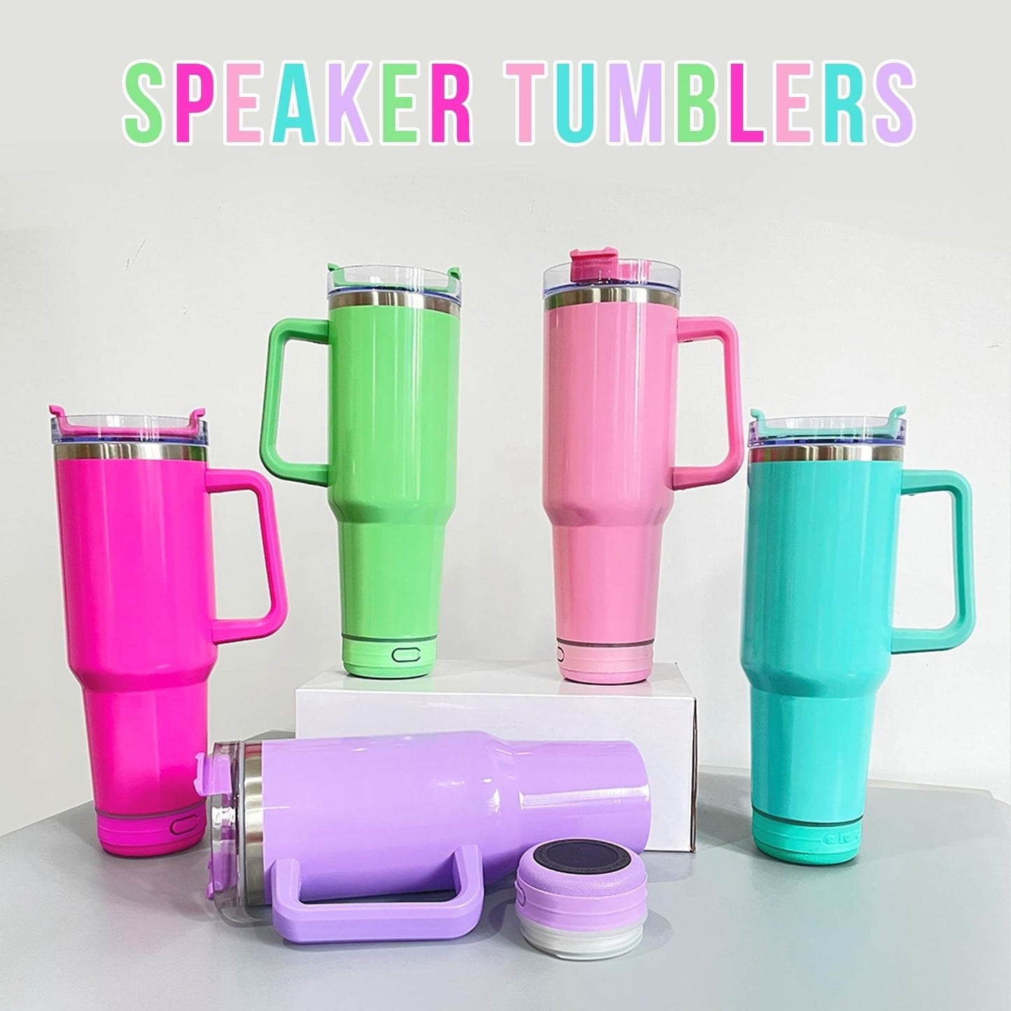 VibeSip™ 40oz Bluetooth Tumbler – Aesthetic Stainless Steel Smart Cup with Speaker, LED, & Chill Mode(sip loud.flex harder)