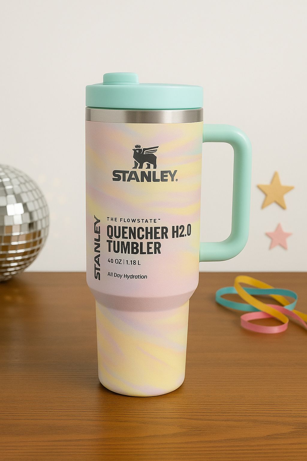 Stanley Quencher H2.0 Tumbler 40oz – Pastel Swirl | Aesthetic, Leakproof & Gen Z-Approved